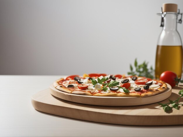 Foto comedor simple tablero de pizza vacío y servilleta aislados en un fondo transparente