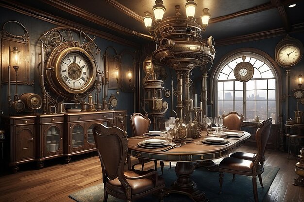 El comedor Steampunk es un banquete retrofuturista para los ojos.