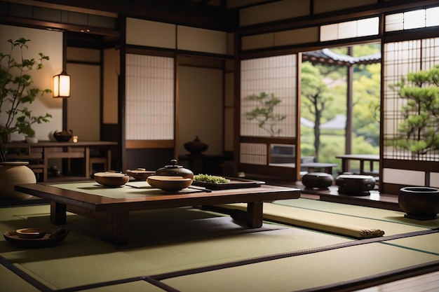 Comedor tradicional japonés Tatami Screens Shoji Screens y Zen Serenity