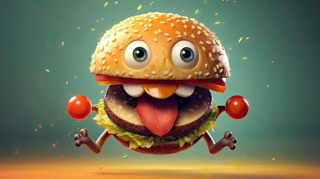 Comedy Food Um Hambúrguer Engraçado Gerado por IA
