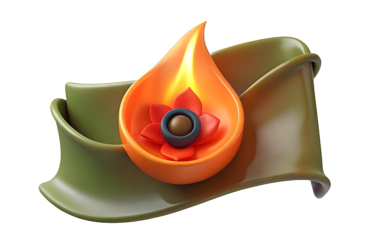 Foto comemoração do dia dos veteranos em 3d com chama abstrata brilhante e conceito de papoula como um featu de bandeira comovente