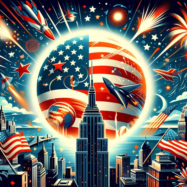 Comemore o cartaz do feriado nacional americano para o 4 de julho Dia da Independência 9 11 Dia do Patriota