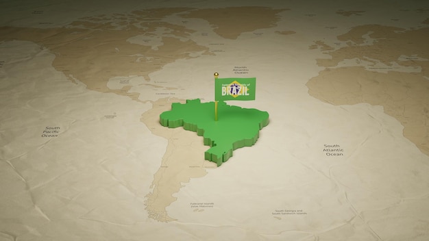 Comemore o Dia da Independência com o mapa de bandeira 3d do Brasil