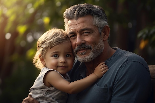 Foto comemore o dia dos pais com um retrato deslumbrante de pai e filho renderizado em estilo realista