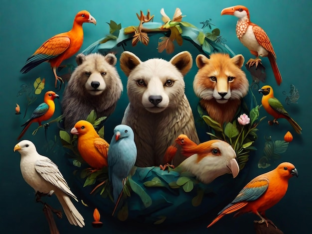 Comemore o Dia Mundial dos Animais 2023: Dia Mundial da Vida Selvagem com os animais WorldAnimalDay AnimalIcons