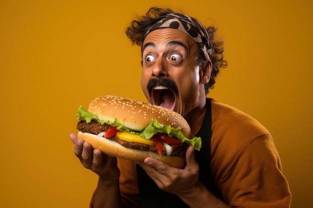 Foto comer una hamburguesa de gente internacional ia generativa