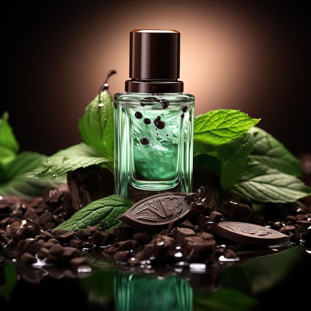 comercial de fotografía de perfume de menta de chocolate redentor oscuro