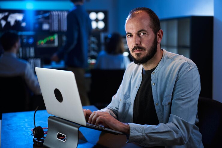 Foto comerciante de bolsa trabajando gráficos de inversión gráficos de ticker diagramas analista financiero y hombre de negocios digital vendiendo cortos y comprando largos comerciantes de oficinas corporativas ocupados corredores de bolsa