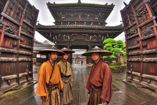 Foto comerciantes japoneses del período edo negociando negocios