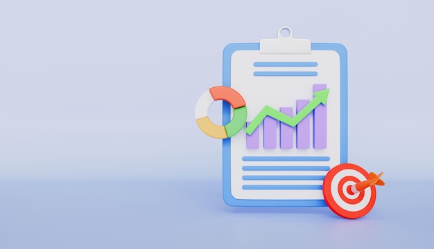 Comercio con el clipboard Dart objetivo gráfico de negocios concepto de planificación de negocios