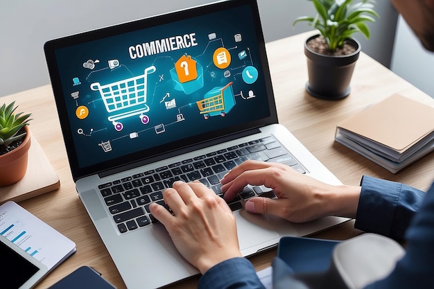 Comercio electrónico Compras en línea Concepto de tecnología de negocios de marketing y ventas digitales