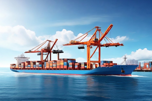 El comercio mundial en movimiento un buque contenedor cargado de cajas de carga