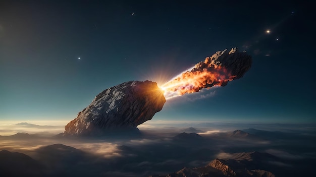 Un cometa un asteroide en el cielo