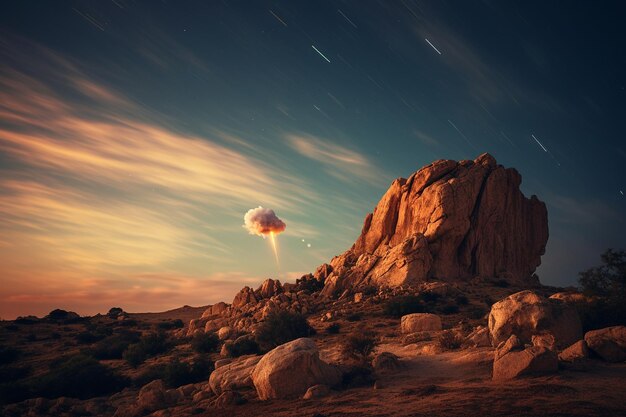 Un cometa atravesando el cielo