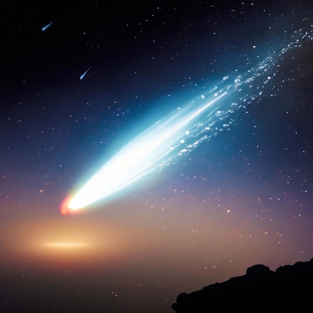 Cometa súper brillante en la noche