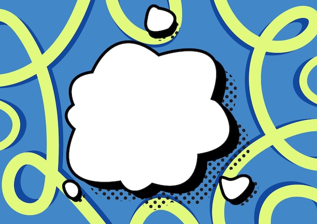 Comic-Cloud-Gedankenblase mit Kopierraum und umgeben von farbenfrohen Kritzeleien mit Textdesign