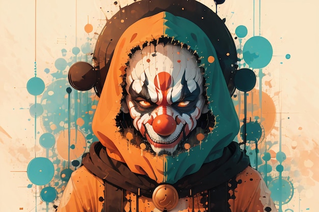 Comic-Clown-Figur Comic-Figur übertriebener Make-up-Ausdruck Zeichentrickfilm-Anime-Illustration