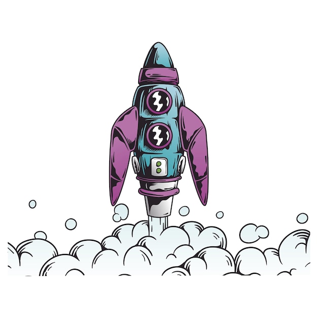 Comic-Raketen-PNG-Aufkleber mit durchsichtigem Hintergrund