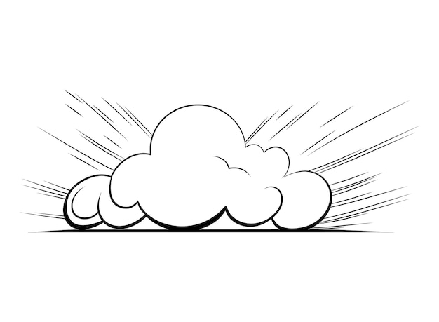 Comics Cloud of Black Line Set Eine Illustration zeigt eine Wolke in einem minimalistischen schwarzen Umrissstil