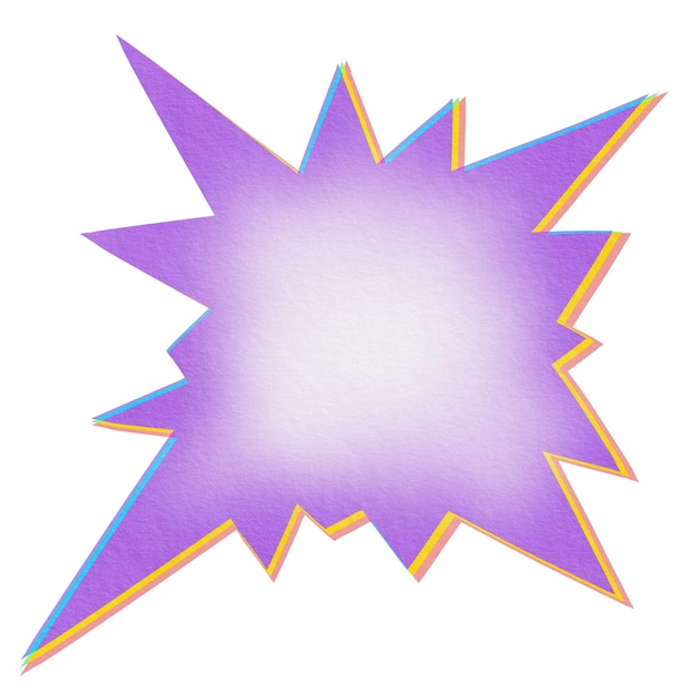 Los cómics de fondo púrpura en colores brillantes del arco iris con puntos sombra como explosión de tiburón clip de la vieja escuela
