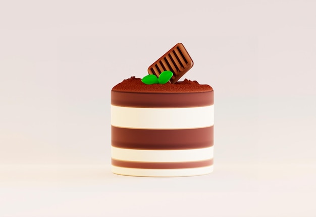 Foto comida en 3d rendering en 3d de tiramisu