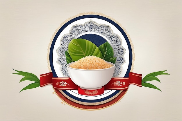 Comida de arroz Tailandia Logotipo Productos y tela Fondo Artes tailandesas estandarte de diseño de pancartas y carteles comida de arroz