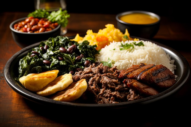 Foto comida bayana deliciosa e suculenta comida nacional do brasil variedade de refeições e refeições geração de ia