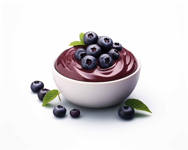 Comida brasileira de açaí com fundo branco