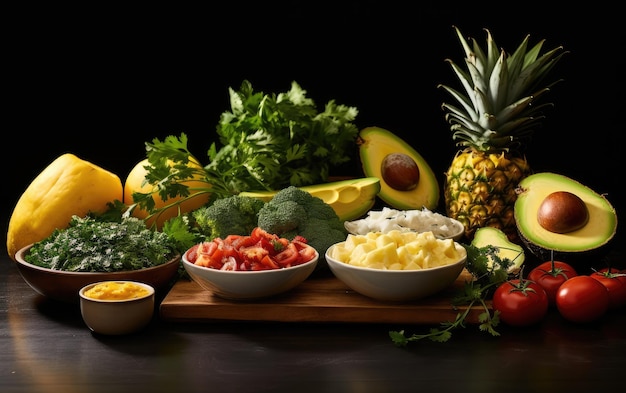 Comida brasileira em uma mesa de madeira