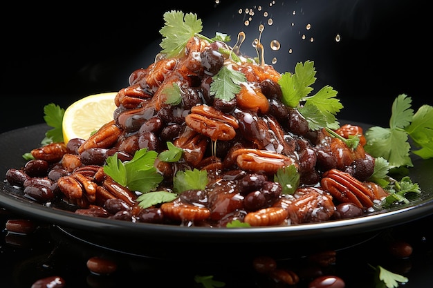 comida brasileña feijoada almuerzo coles de frijol plato de naranja cena tocino brasileño feijoada negro