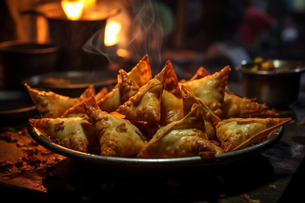 Comida de la calle india Samosa Cielo Samosa fotografía de imágenes