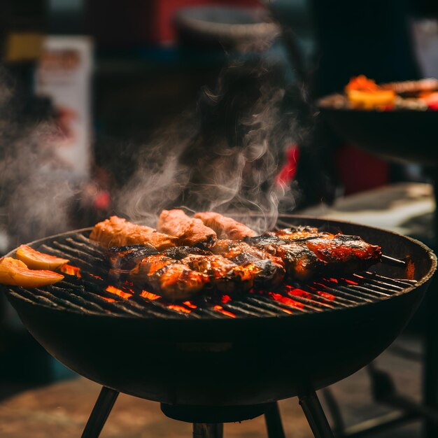 Foto comida callejera a la parrilla con delicias de barbacoa en tailandia para las redes sociales