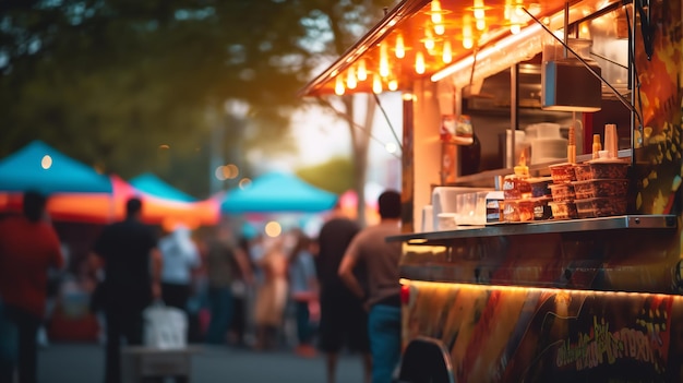 La comida callejera se vende desde un camión de comida en Bangkok Tailandia concepto de comida callejera IA generativa
