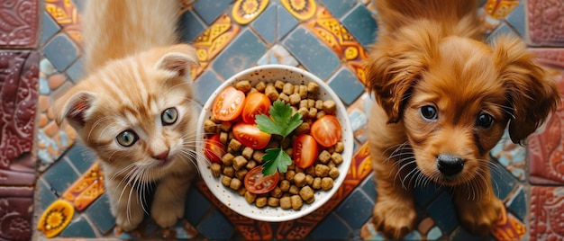 Foto comida casera para gatitos y cachorros