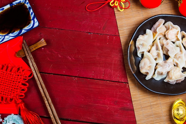 Comida china de año nuevo jiaozi