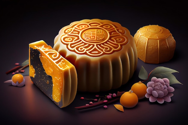 Comida chinesa do Festival do Meio Outono Mooncake Generative Ai