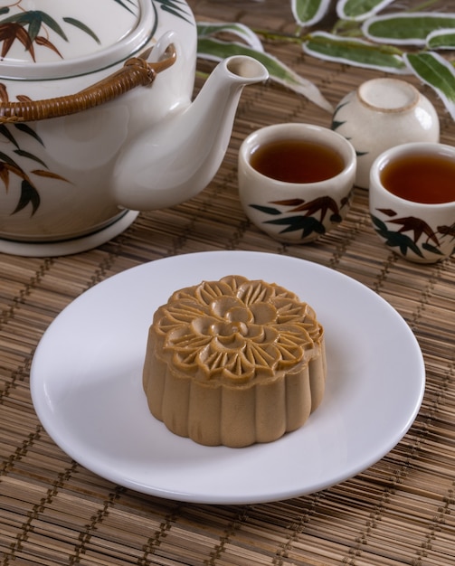 Comida chinesa famosa - Mooncakes, que são doces chineses tradicionalmente consumidos durante o Festival do Meio Outono