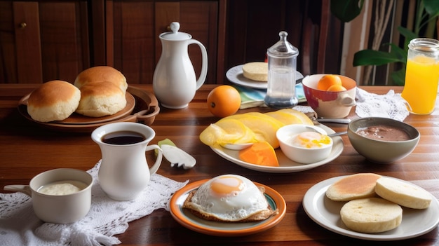 Comida colombiana uma fotografia de um café da manhã tradicional colombiano