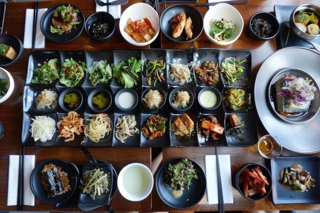 Foto comida coreana de banchan