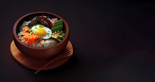 comida coreana bibimbap 3D realista, vitrine de produtos para fotografia de alimentos