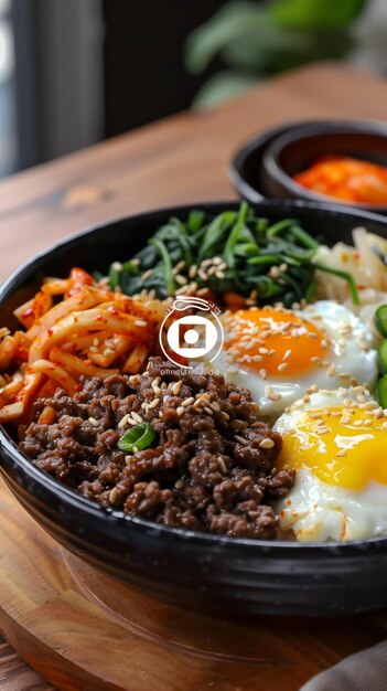 Foto comida coreana bibimbap