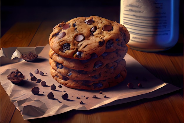 Comida de biscoitos com gotas de chocolate