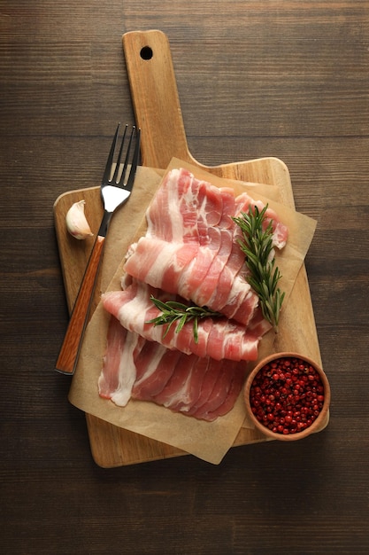 Comida de carne e conceito de comida saborosa bacon delicioso