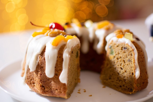 Comida de férias de bolo de frutas de natal