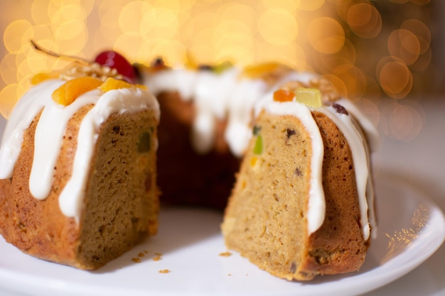 Comida de férias de bolo de frutas de natal