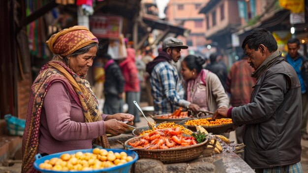 Foto comida de rua conceito culinário diversificado variedade de curry cozido em exposição na índia