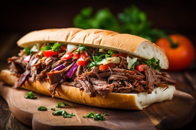 Comida de rua favorita clássico Cheesesteak bondade em fundo branco comida deliciosa