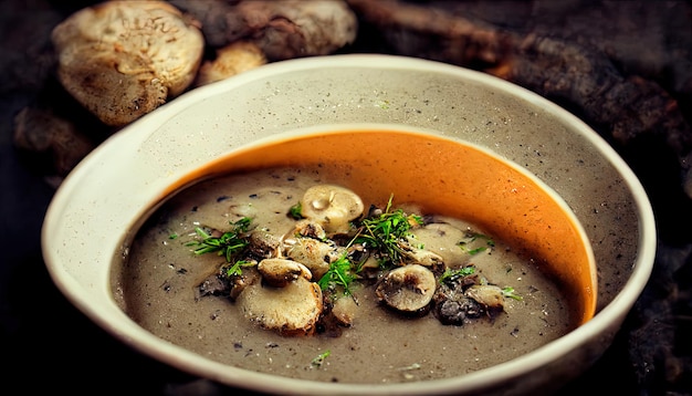 Comida deliciosa de sopa de cogumelos