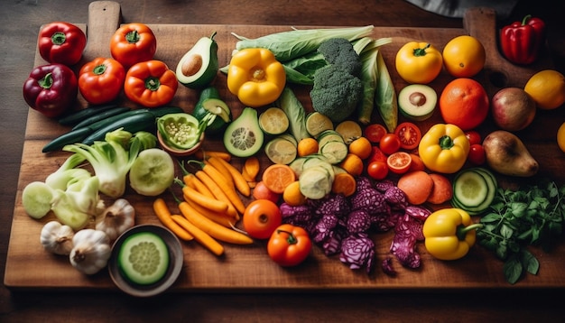 Comida de ensalada saludable con verduras orgánicas frescas generada por IA