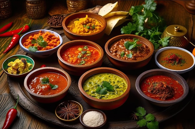 Foto comida exótica mezcla de las especias